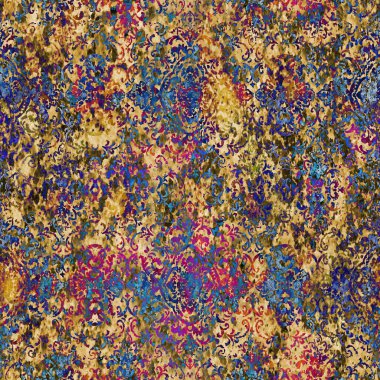 Geometrik damaske grunge desenli kusursuz desen