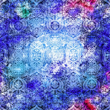 Geometrik damaske grunge desenli kusursuz desen