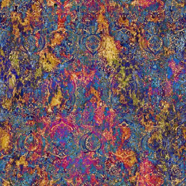 Geometrik damaske grunge desenli kusursuz desen