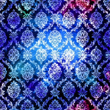 Geometrik damaske grunge desenli kusursuz desen