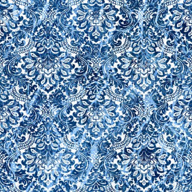 Geometrik damaske grunge desenli kusursuz desen