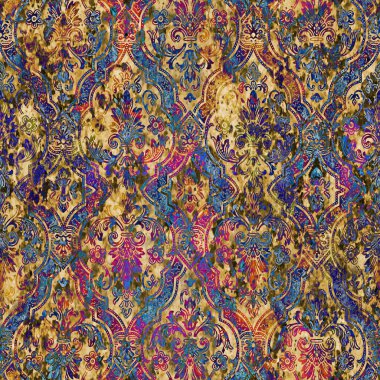 Geometrik damaske grunge desenli kusursuz desen