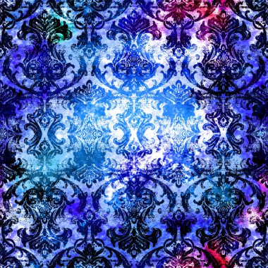 Geometrik damaske grunge desenli kusursuz desen