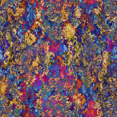 Geometrik damaske grunge desenli kusursuz desen