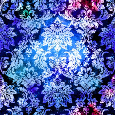 Geometrik damaske grunge desenli kusursuz desen