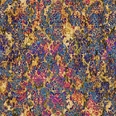 Geometrik damaske grunge desenli kusursuz desen