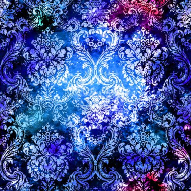 Geometrik damaske grunge desenli kusursuz desen