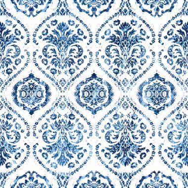 Geometrik damaske grunge desenli kusursuz desen