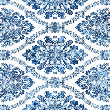 Geometrik damaske grunge desenli kusursuz desen