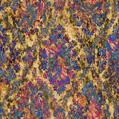 Geometrik damaske grunge desenli kusursuz desen