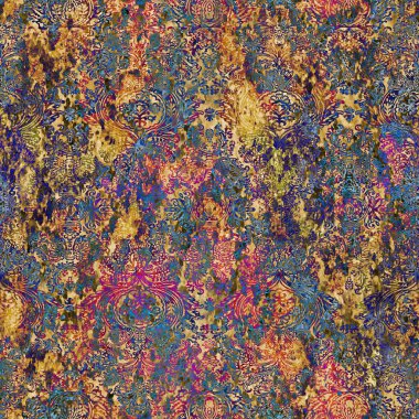 Geometrik damaske grunge desenli kusursuz desen