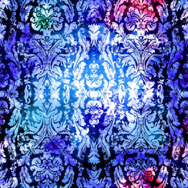 Geometrik damaske grunge desenli kusursuz desen