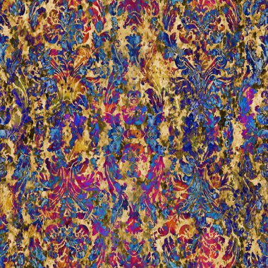 Geometrik damaske grunge desenli kusursuz desen