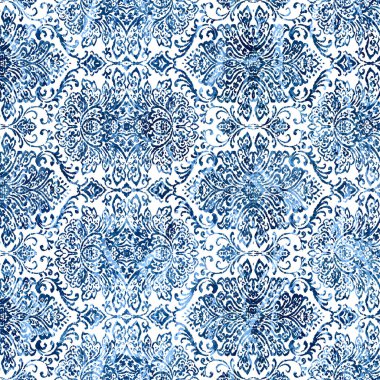 Geometrik damaske grunge desenli kusursuz desen