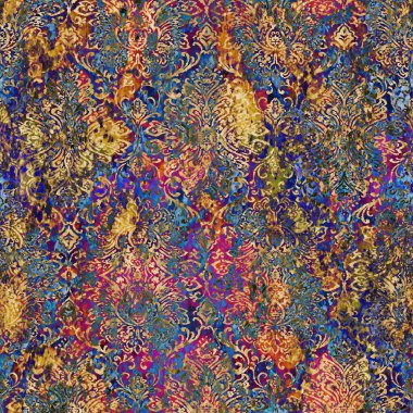 Geometrik damaske grunge desenli kusursuz desen