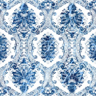 Geometrik damaske grunge desenli kusursuz desen