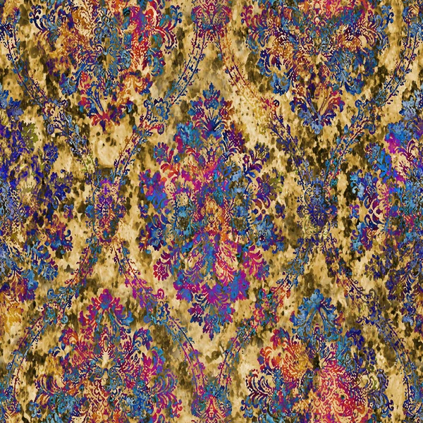 Geometrik damaske grunge desenli kusursuz desen