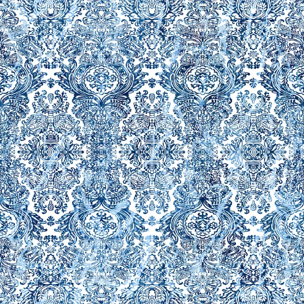 Geometrische Damast Naadloos Patroon Met Grunge Textuur — Stockfoto