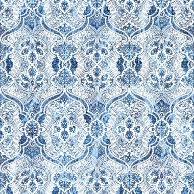 Geometrik damaske grunge desenli kusursuz desen