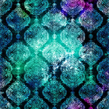Geometrik damaske grunge desenli kusursuz desen