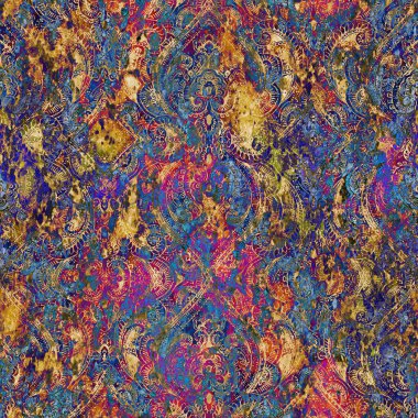 Geometrik damaske grunge desenli kusursuz desen