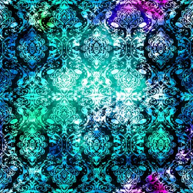 Geometrik damaske grunge desenli kusursuz desen