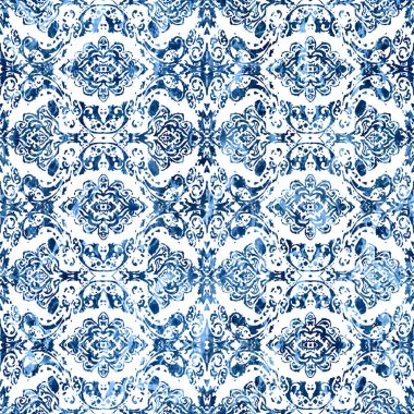 Geometrik damaske grunge desenli kusursuz desen