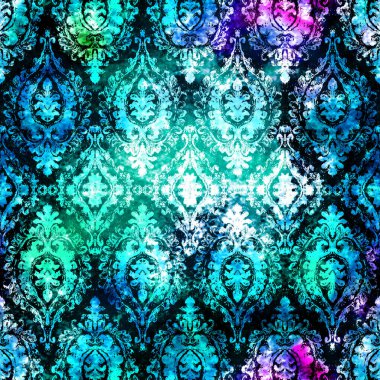 Geometrik damaske grunge desenli kusursuz desen