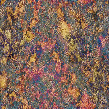 Geometrik damaske grunge desenli kusursuz desen