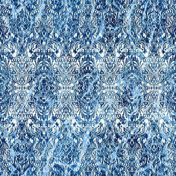 Geometrický Damašek Bezešvý Vzor Grunge Texturou — Stock fotografie