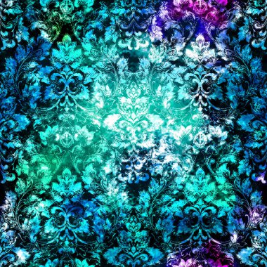 Geometrik damaske grunge desenli kusursuz desen