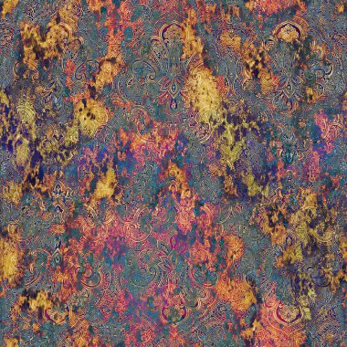 Geometrik damaske grunge desenli kusursuz desen