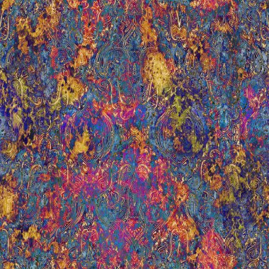 Geometrik damaske grunge desenli kusursuz desen