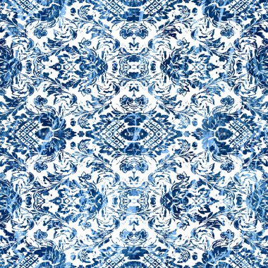 Geometrik damaske grunge desenli kusursuz desen