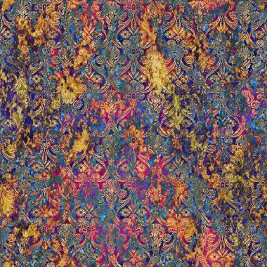 Geometrik damaske grunge desenli kusursuz desen