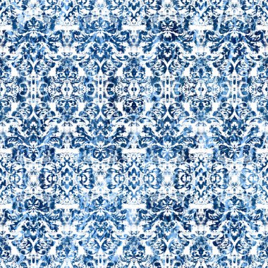 Geometrik damaske grunge desenli kusursuz desen