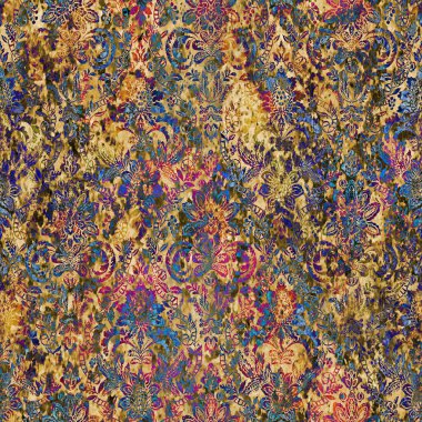 Geometrik damaske grunge desenli kusursuz desen