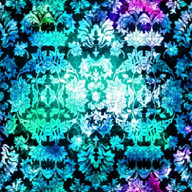 Geometrik damaske grunge desenli kusursuz desen