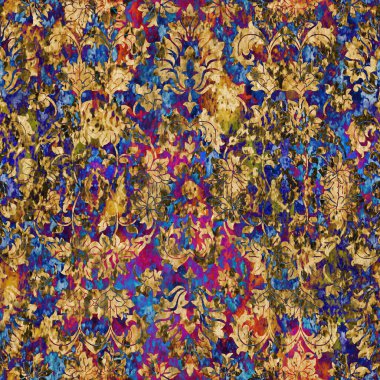 Geometrik damaske grunge desenli kusursuz desen