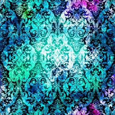 Geometrik damaske grunge desenli kusursuz desen