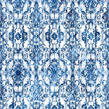 Geometrik damaske grunge desenli kusursuz desen