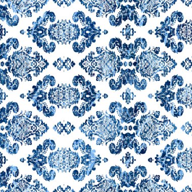 Geometrik damaske grunge desenli kusursuz desen