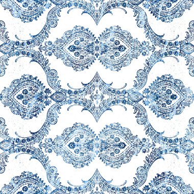 Geometrik damaske grunge desenli kusursuz desen