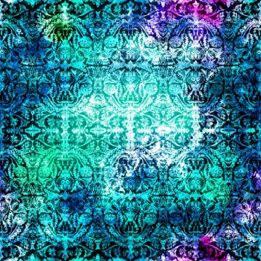 Geometrik damaske grunge desenli kusursuz desen