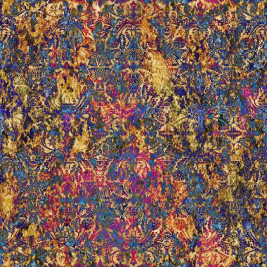 Geometrik damaske grunge desenli kusursuz desen