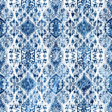 Geometrik damaske grunge desenli kusursuz desen