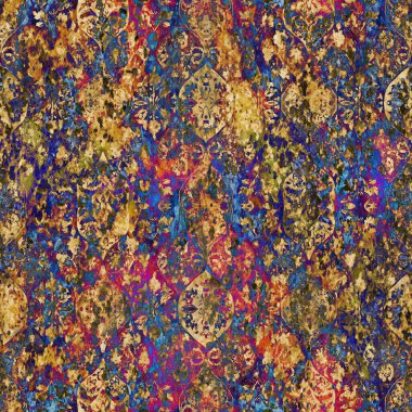 Geometrik damaske grunge desenli kusursuz desen