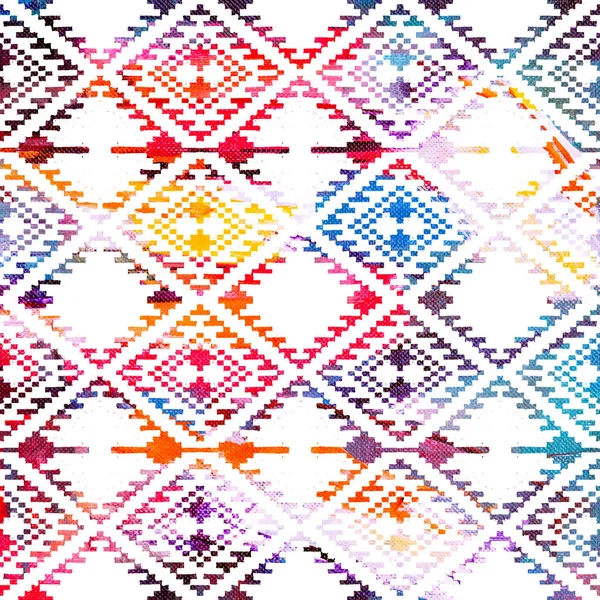 Geometric Klim Ikat Pattern Grunge Texture — Stock Photo, Image