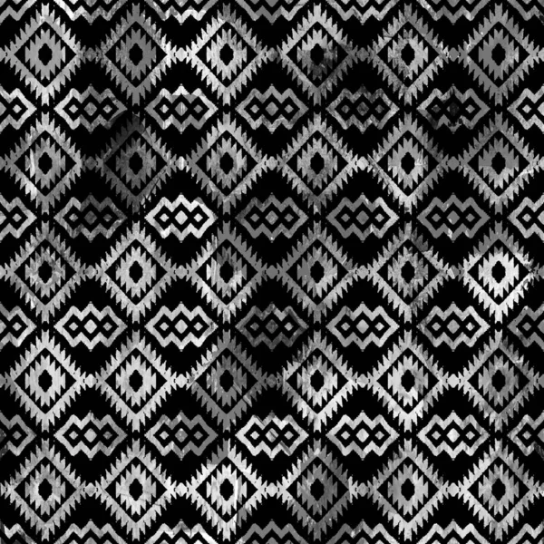 Geometrikus Klim Ikat Minta Grunge Textúrával — Stock Fotó