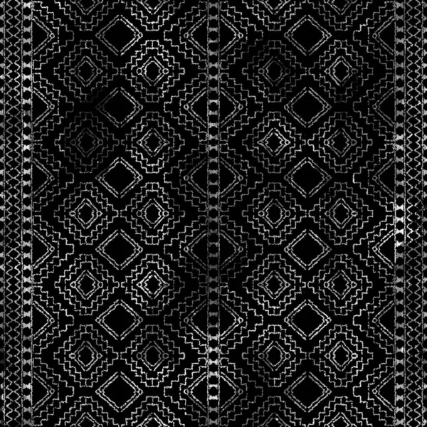 Geometrický Klima Ikat Vzor Grunge Texturou — Stock fotografie